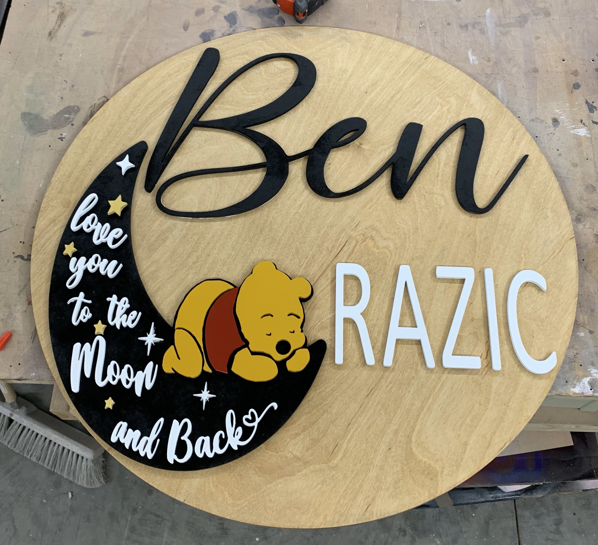 Round Nursery Sign With Add ons